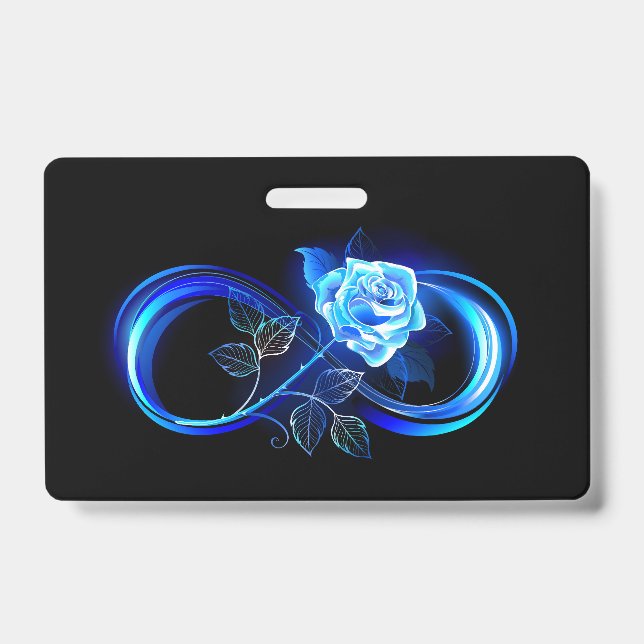 Glowing infinity with blue rose ID badge (Front)