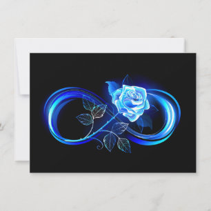 Glowing infinity with blue rose invitation