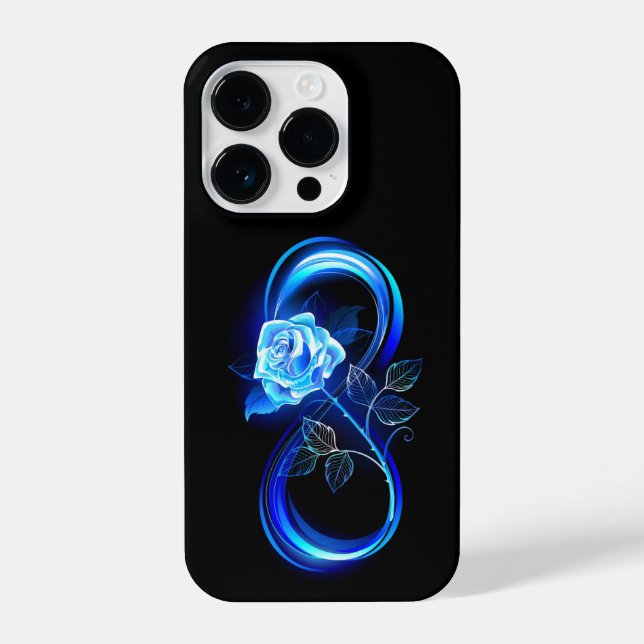 Glowing infinity with blue rose iPhone case (Back)