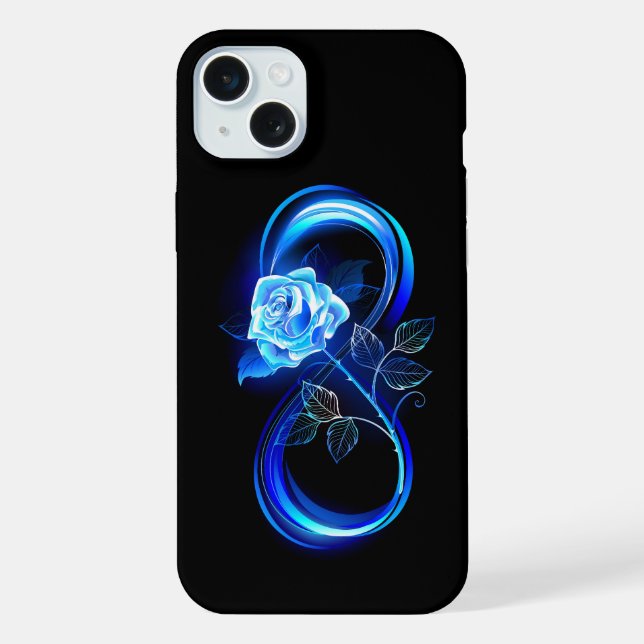 Glowing infinity with blue rose iPhone case (Back)