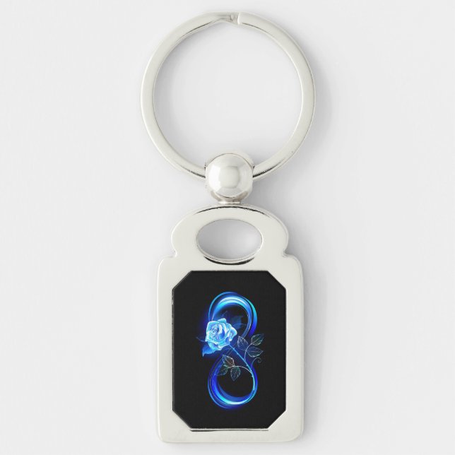 Glowing infinity with blue rose key ring (Front)