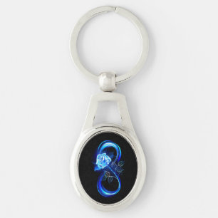 Glowing infinity with blue rose key ring