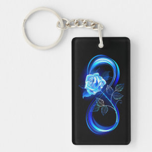Glowing infinity with blue rose key ring