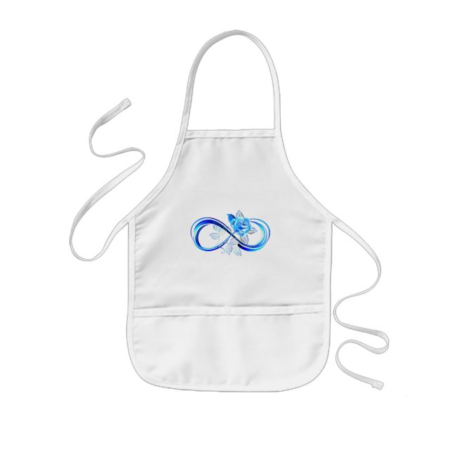 Glowing infinity with blue rose kids apron (Front)
