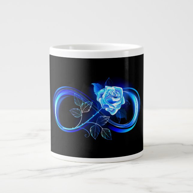 Glowing infinity with blue rose large coffee mug (Front)