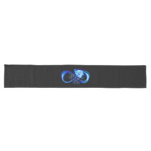 Glowing infinity with blue rose long table runner