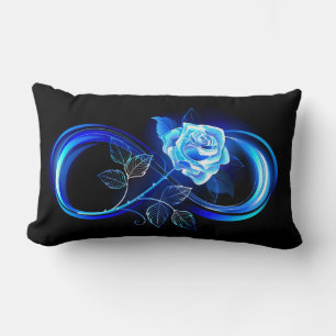 Glowing infinity with blue rose lumbar cushion