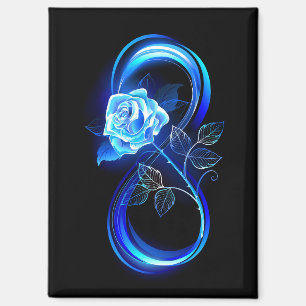 Glowing infinity with blue rose magnet