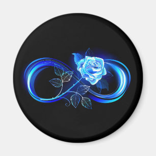 Glowing infinity with blue rose magnet