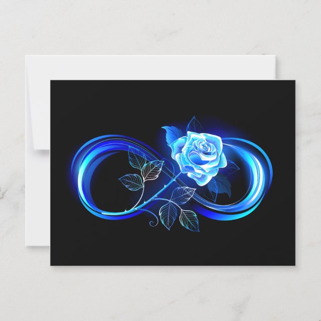 Glowing infinity with blue rose magnetic invitation (Front)