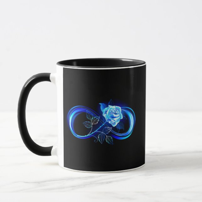 Glowing infinity with blue rose mug (Left)