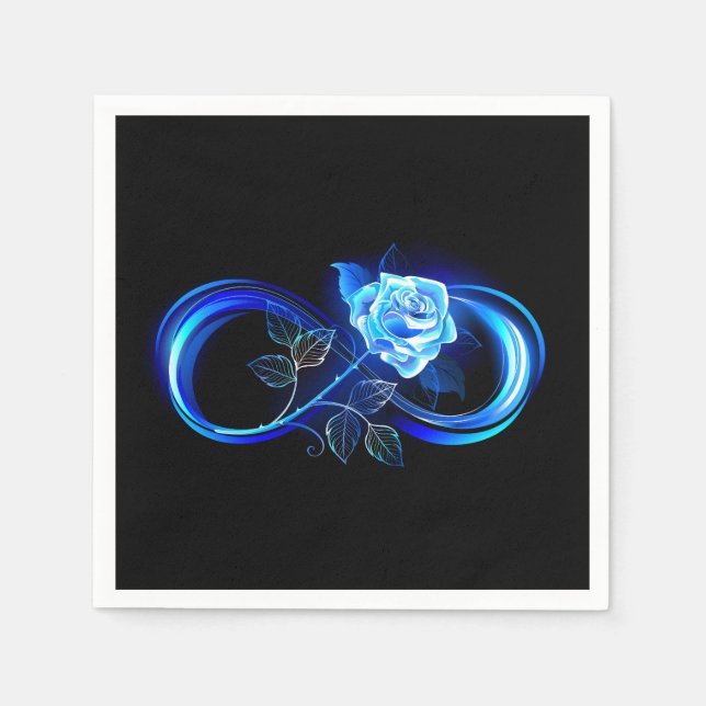 Glowing infinity with blue rose napkin (Front)
