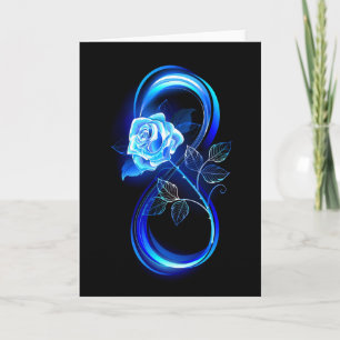 Glowing infinity with blue rose note card