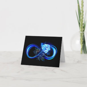 Glowing infinity with blue rose note card