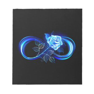 Glowing infinity with blue rose notepad