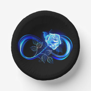 Glowing infinity with blue rose paper plate