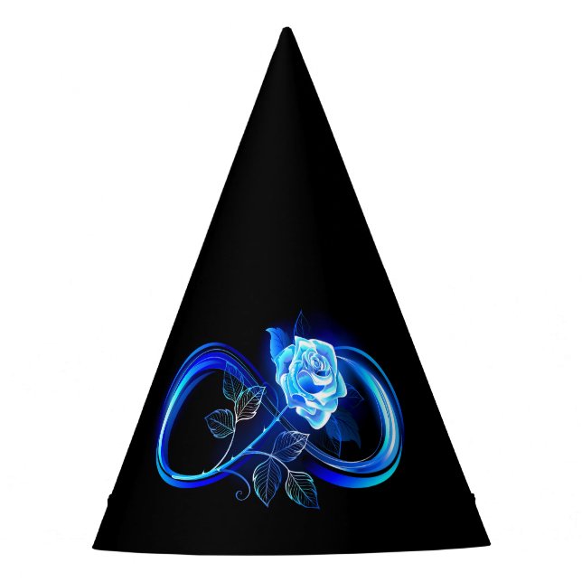 Glowing infinity with blue rose party hat (Front)