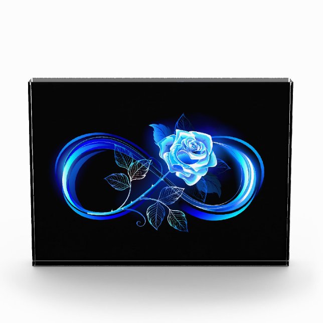 Glowing infinity with blue rose photo block (Front)