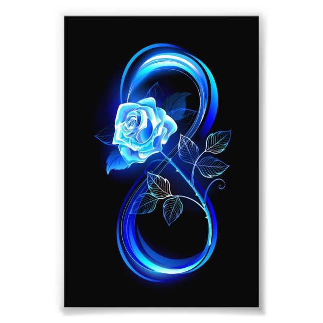 Glowing infinity with blue rose photo print (Front)