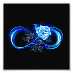 Glowing infinity with blue rose photo print