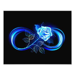 Glowing infinity with blue rose photo print