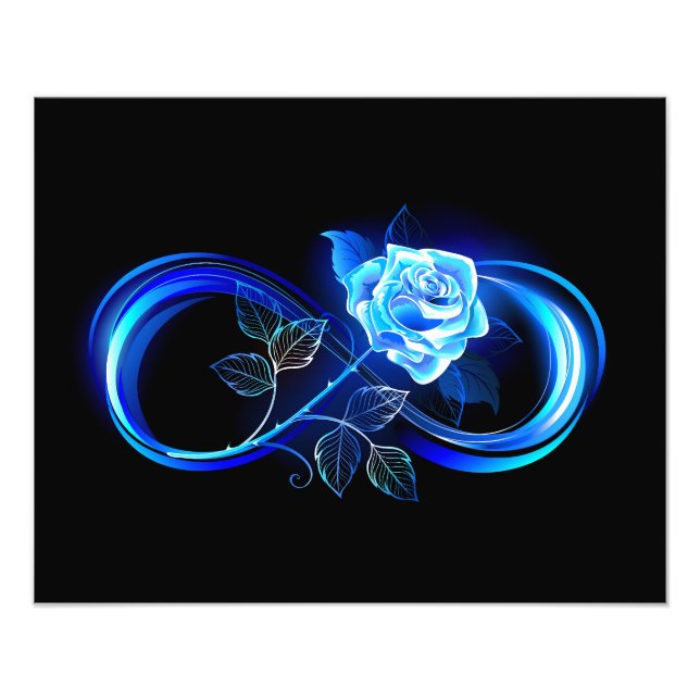Glowing infinity with blue rose photo print (Front)