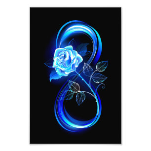 Glowing infinity with blue rose photo print