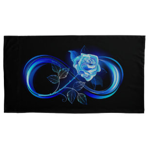 Glowing infinity with blue rose pillowcase