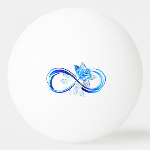 Glowing infinity with blue rose ping pong ball