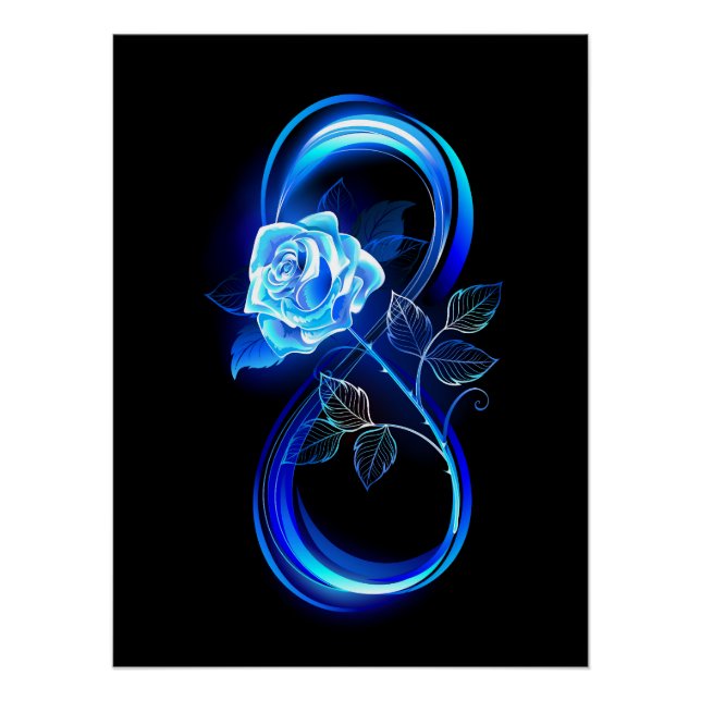 Glowing infinity with blue rose poster (Front)