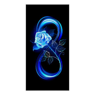 Glowing infinity with blue rose poster