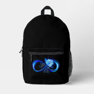 Glowing infinity with blue rose printed backpack