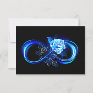 Glowing infinity with blue rose RSVP card