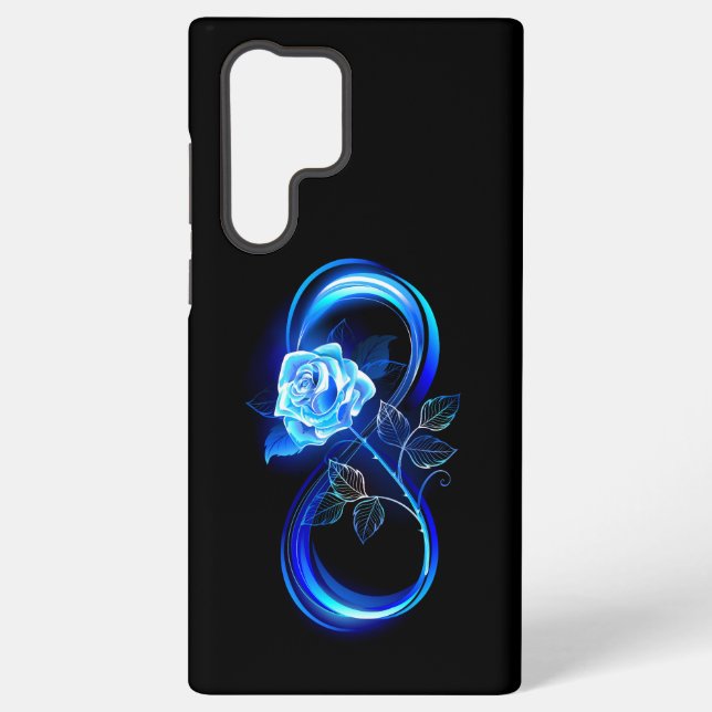 Glowing infinity with blue rose samsung galaxy s22 ultra case (Back)