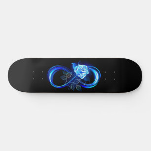 Glowing infinity with blue rose skateboard