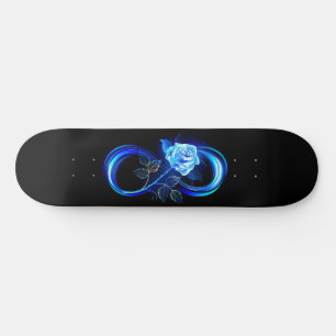Glowing infinity with blue rose skateboard