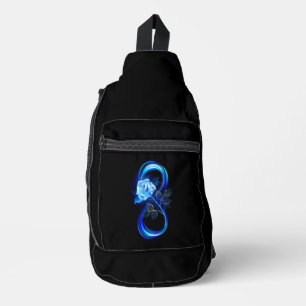Glowing infinity with blue rose sling bag