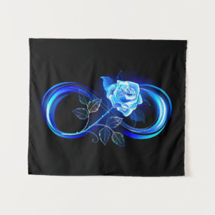 Glowing infinity with blue rose tapestry