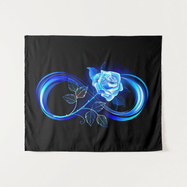Glowing infinity with blue rose tapestry (Front (Horizontal))