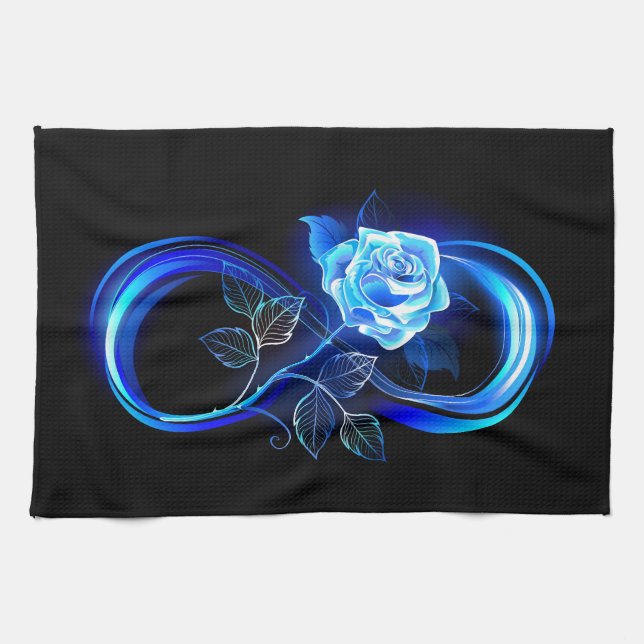 Glowing infinity with blue rose tea towel (Horizontal)