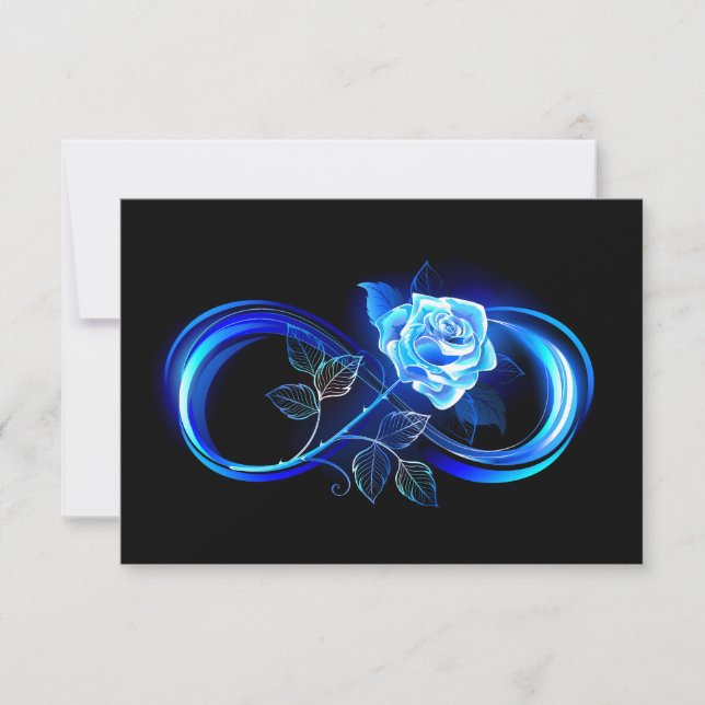 Glowing infinity with blue rose thank you card (Front)