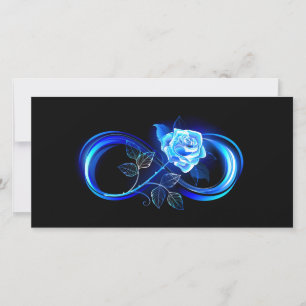 Glowing infinity with blue rose thank you card