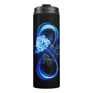 Glowing infinity with blue rose thermal tumbler