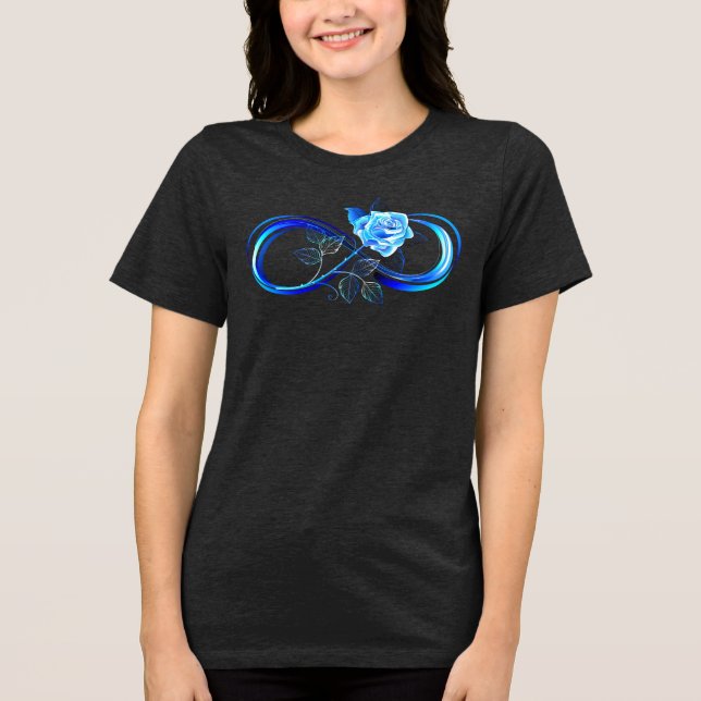 Glowing infinity with blue rose Tri-Blend shirt (Front)