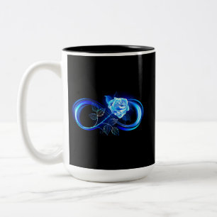 Glowing infinity with blue rose Two-Tone coffee mug