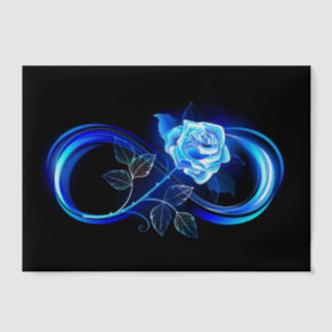 Glowing infinity with blue rose vellum invitations
