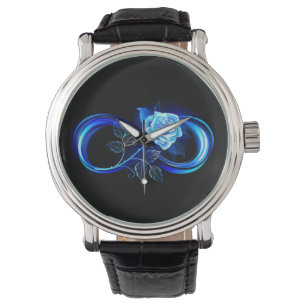 Glowing infinity with blue rose watch