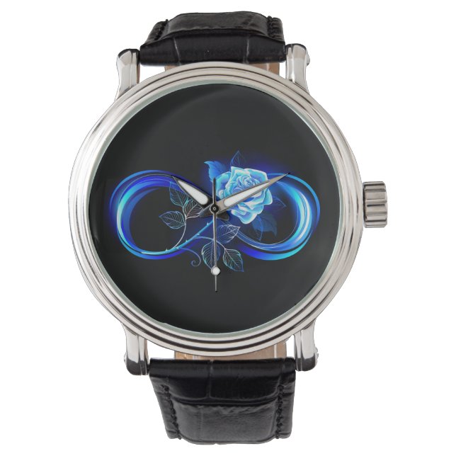Glowing infinity with blue rose watch (Front)