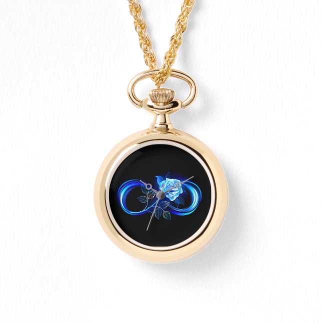 Glowing infinity with blue rose watch (Front)