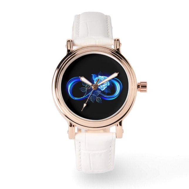 Glowing infinity with blue rose watch (Front)